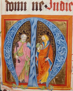 Initiale historiée M avec les saints Pierre et Paul, du Graduel de Friedrich Zollner de Langenzenn, 1439-42