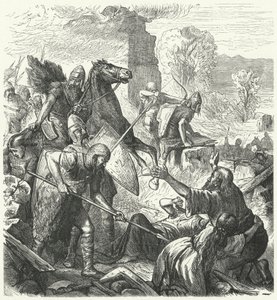 Envahisseurs hongrois en Italie, début du 10ème siècle (gravure) - German School