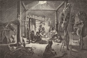 Hutte de chef indien nord-américain (gravure) - German School