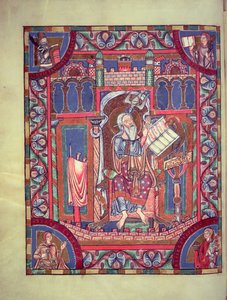 Page de Portrait Illuminée de Saint Jean, c.10ème-11ème siècle - German School