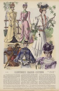 Illustration pour Illustrirte Frauen-Zeitung (lithographie en couleur) - German School