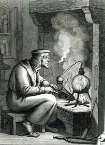 Illustration du Faust de Goethe représentant Méphistophélès créant un homoncule, 1854