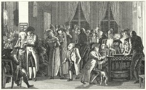 Intérieur du café Richter à Leipzig, vers 1800 (gravure) - German School