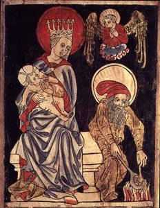 La Sainte Famille se reposant pendant la fuite en Égypte, vers 1410 - German School