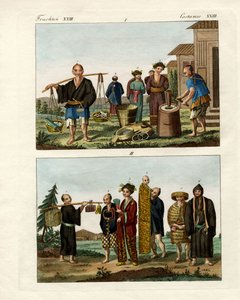 Vêtements japonais (gravure en couleur) - German School
