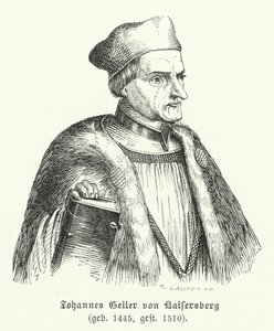 Johann Geiler von Kaisersberg, prêtre et théologien suisse (gravure) - German School