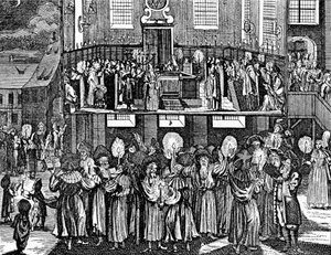 Kiddush Levana par Georg Puschner tirée du Jüdisches Ceremoniel de Kirchner, 1726 - German School