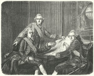 Le roi Gustave III de Suède en consultation avec ses frères Charles et Frédéric Adolphe (gravure) - German School