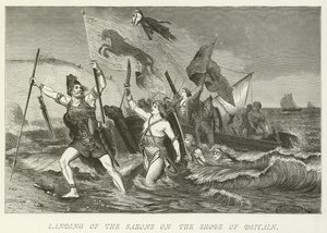 Débarquement des Saxons sur les côtes de la Grande-Bretagne - German School