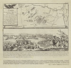 Carte et illustration montrant la bataille de Rymnik - German School