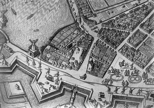 Carte de Hambourg montrant son premier Opéra, 1690