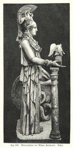Statue en marbre de la déesse grecque antique Athéna, du Parthénon, Athènes - German School