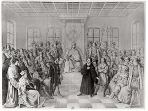 Martin Luther devant Charles V (1500-58) à la Diète de Worms, 16 avril 1521, de 