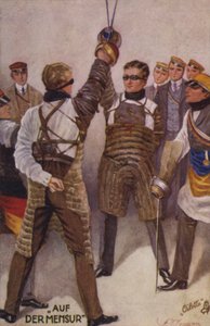 Mensur (colour litho) - German School