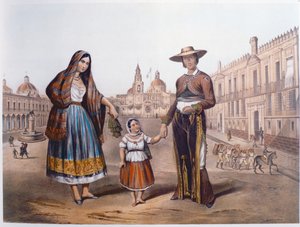 Famille mexicaine sur la Plaza Santo Domingo, Mexico, vers 1840 - German School