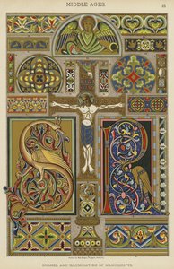Moyen Âge, Émail et illumination de manuscrits (lithographie en couleur)