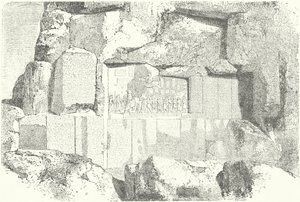 Inscriptions rocheuses multilingues au mont Behistun (gravure) - German School