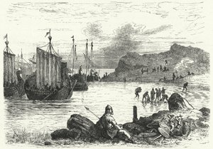 Aventuriers normands débarquant en Italie (gravure) - German School