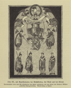 Otto III, empereur du Saint-Empire romain, avec des représentants des princes, de la noblesse et du clergé (gravure) - German School