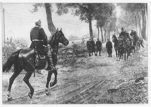 Otto von Bismarck et Napoléon III se rencontrant à la Chaussee Von Donchery le 2 septembre 1870 - German School