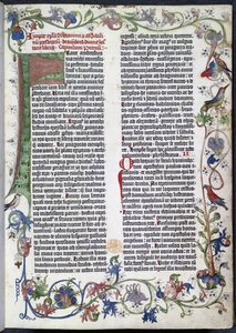 Page de la Bible de Gutenberg, avec illumination d