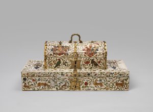 Coffret de mariage en ivoire peint, 1600-1699 - German School