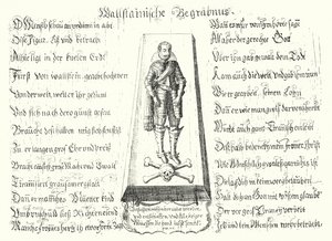 Brochure publiée en mémoire du leader militaire bohémien assassiné Albrecht von Wallenstein (gravure) - German School
