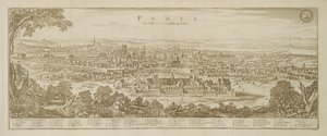 Vue panoramique de Paris en 1620, de Topographia Galliae par Martin Zeiller (1589-1661) publié en 1655 - German School