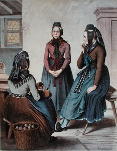 Épluchage de pommes de terre, milieu du XIXe siècle - German School