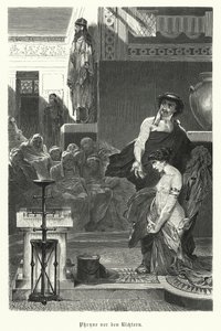 Phryné, courtisane grecque antique, jugée pour impiété, IVe siècle av. J.-C. - German School