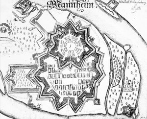 Plan de Mannheim, Allemagne, 1690 - German School