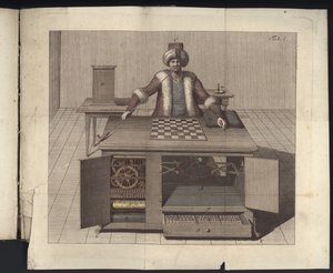 Planche I de Uber den Schachspieler des Herrn von Kempelen und dessen Nachbildung, Leipzig und Dresden: Joh. Gottl. Breitkopf, 1789