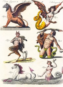 Planche montrant divers hybrides mythologiques, 1830 - German School