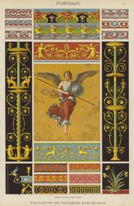 Pompéien, peinture murale et bas-reliefs polychromes - German School