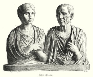 Porcia et Caton, stèle funéraire romaine antique