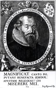 Portrait de Johann Valentine (né en 1586) de Herrenberg et Wurtemberg, gravé par Iorg Rijmmel, 17 août 1628