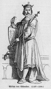 Portrait de Philippe Ier de Souabe dit Philippe de Hohenstaufen (1176-1208), empereur allemand, roi des Romains et roi d