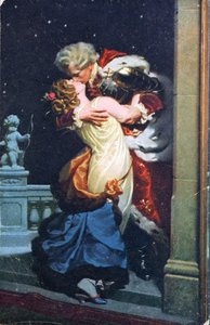Carte postale représentant un couple du XVIIIe siècle s