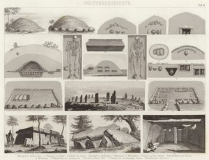 Chambres funéraires préhistoriques. Illustration pour Bilder-Atlas - German School