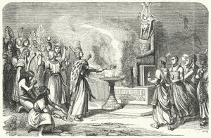 Prêtres effectuant un sacrifice dans l