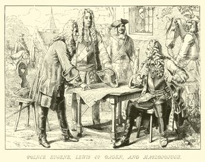 Prince Eugène, Louis de Bade et Marlborough - German School