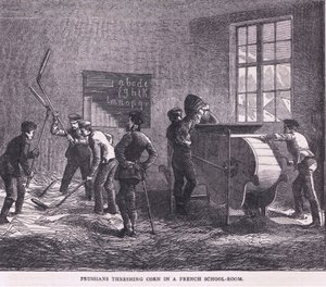 Prussiens battant le blé dans une salle de classe française, Histoire de la guerre entre la France et l