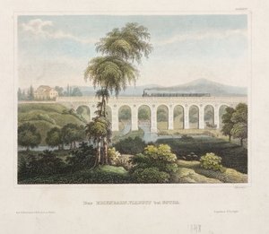Viaduc ferroviaire à Gotha, gravé par B. Metzeroth, 1848