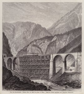 Viaduc ferroviaire sur la rivière Fella à Ponte di Muro, Frioul, Italie - German School