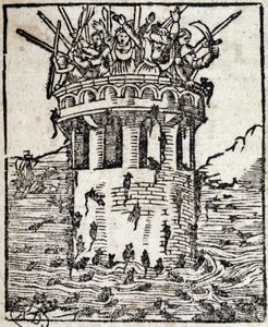 Rats attaquant une tour - gravure allemande du 16ème siècle