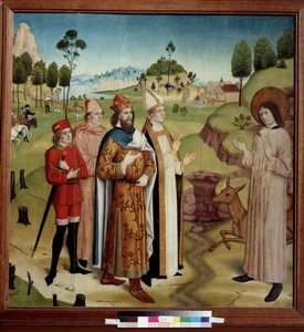 Représentation de la rencontre du roi wisigoth Wamba et de saint Gilles l