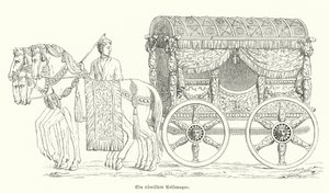Char romain tiré par des chevaux - German School
