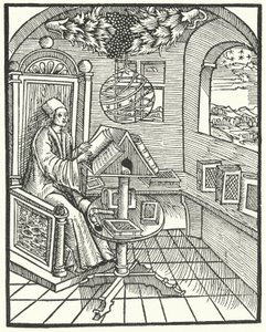 Intérieur de chambre avec un érudit au travail, vers 1500 - German School