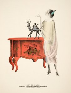 "Roter Lack", publicité pour Friedman et Weber, extrait de Styl, publié en 1922 (impression sur pochoir). - German School