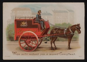 Fourgon de la Royal Mail, carte de vœux de Noël, fin du 19e ou début du 20e siècle - German School